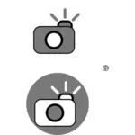 Camera met flits pictogram vector illustraties