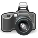 Photo camera with flash grayscale vector image