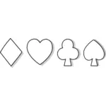 Playing card symbols freehand vector drawing
