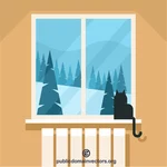Chat sur le rebord de fenêtre