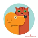 Estilo de dibujos animados de perros y gatos
