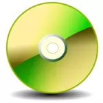 矢量图像的绿色光泽的 CD ROM 山标志与阴影