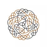 Graphics of black and orange flower shaped Celtic knot