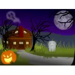 Vector image of dark Halloween haunted house