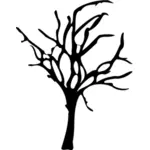 Силуэт, рисунок Хэллоуин небольшое Мертвое дерево.