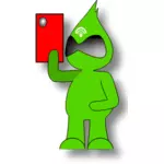 Prediseñadas de vector del personaje del monstruo verde con una tableta