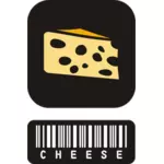 Vector clip art of two piece sticker for cheese with barcode