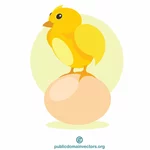 Pollito pequeño y un huevo
