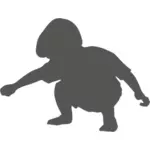 Ilustraţie vectorială de silueta unui băiat ghemuite