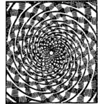 Drawing of patterned spiral in black and white