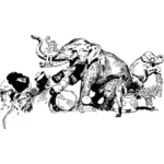مشهد السيرك مع الرسومات المتجهة الفيلة