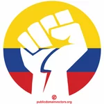 Sečtená pěst s kolumbijskou vlajkou
