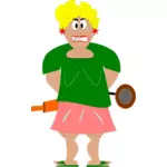 Grafiken von wütenden Hausfrau mit einem Nudelholz