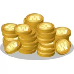Vektorový obrázek pokladu zlatých mincí s logem W