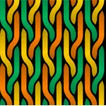 Vector image of orange, yellow and green tressed lines