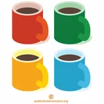 فناجين القهوة بألوان مختلفة