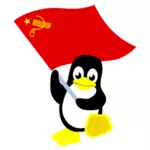 Pingwin z czerwoną flagą