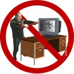 Computer rage forbidden sign vector illustration
