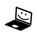 Přenosný počítač ikona s úsměvem na obrazovce Vektor Klipart
