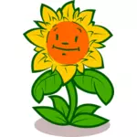 Happy sunflower vector drawing