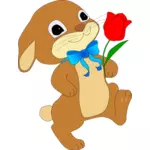 Кролик с красный цветок