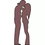 Garis besar ilustrasi pasangan mencium