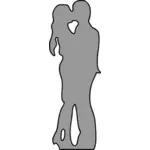 Gambar siluet abu-abu muda pasangan mencium