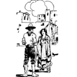 Cowboy og indisk kvinne vektorgrafikk utklipp