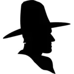 Silhueta de desenho vetorial de retrato cowboy