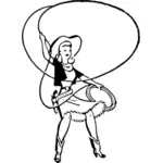 矢量绘图的女牛仔跳舞