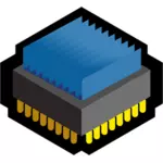 صورة متجهة من رمز وحدة المعالجة المركزية 3D الأزرق