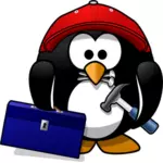 Vector clip art of penguin repairman