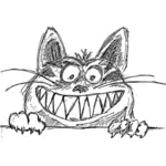 Crazy cool sorridente gatto disegno vettoriale