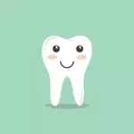 Roztomilý antropomorfní usměvavý zub
