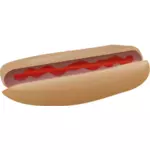 Hot dog con illustrazione vettoriale ketchup