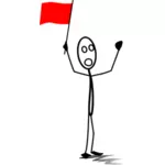 Линия человек с красным флагом векторные иллюстрации