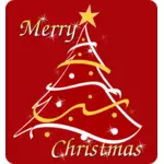 लाल और सोने क्रिसमस ट्री ग्रीटिंग कार्ड वेक्टर छवि