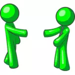 Illustrazione vettoriale di figure verdi che agitano le mani