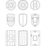 Vector graphics of selection of medieval shields