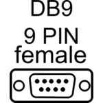 DB9 kvinnelige port vektortegning
