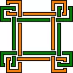 Persegi pola dengan jalur hijau dan oranye vektor gambar