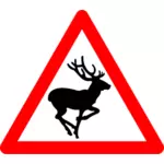Vector afbeelding van herten overschrijding waarschuwing verkeersbord