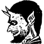 Ilustraţie vectorială de demonul cap cu urechi ascutite
