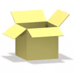 Vector afbeelding van geopende gele kartonnen doos