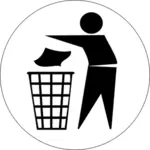 Vector tekening van vervreemding van afval in afvalcontainer op wieltjes
