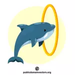 Dolphin jumping through the hoop