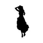 Vektorgrafikk utklipp av svart siluett av en flamenco dame