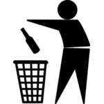 Wykorzystanie ilustracji wektorowych symbol pojemnika śmieci