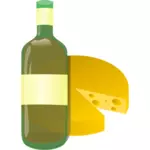 Beyaz şarap ve peynir simge vektör grafikleri