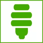 Disegno dell'icona di lampadina luce verde eco con bordo sottile vettoriale